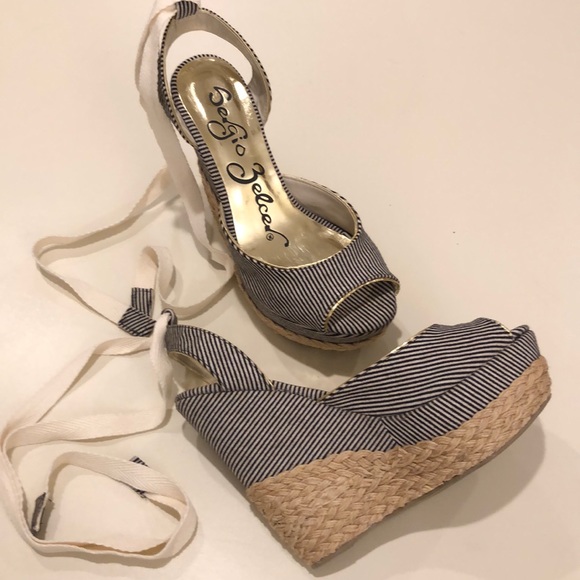 🌻Sergio Zelcer NEW Navy&White espadrille - Picture 1 of 6